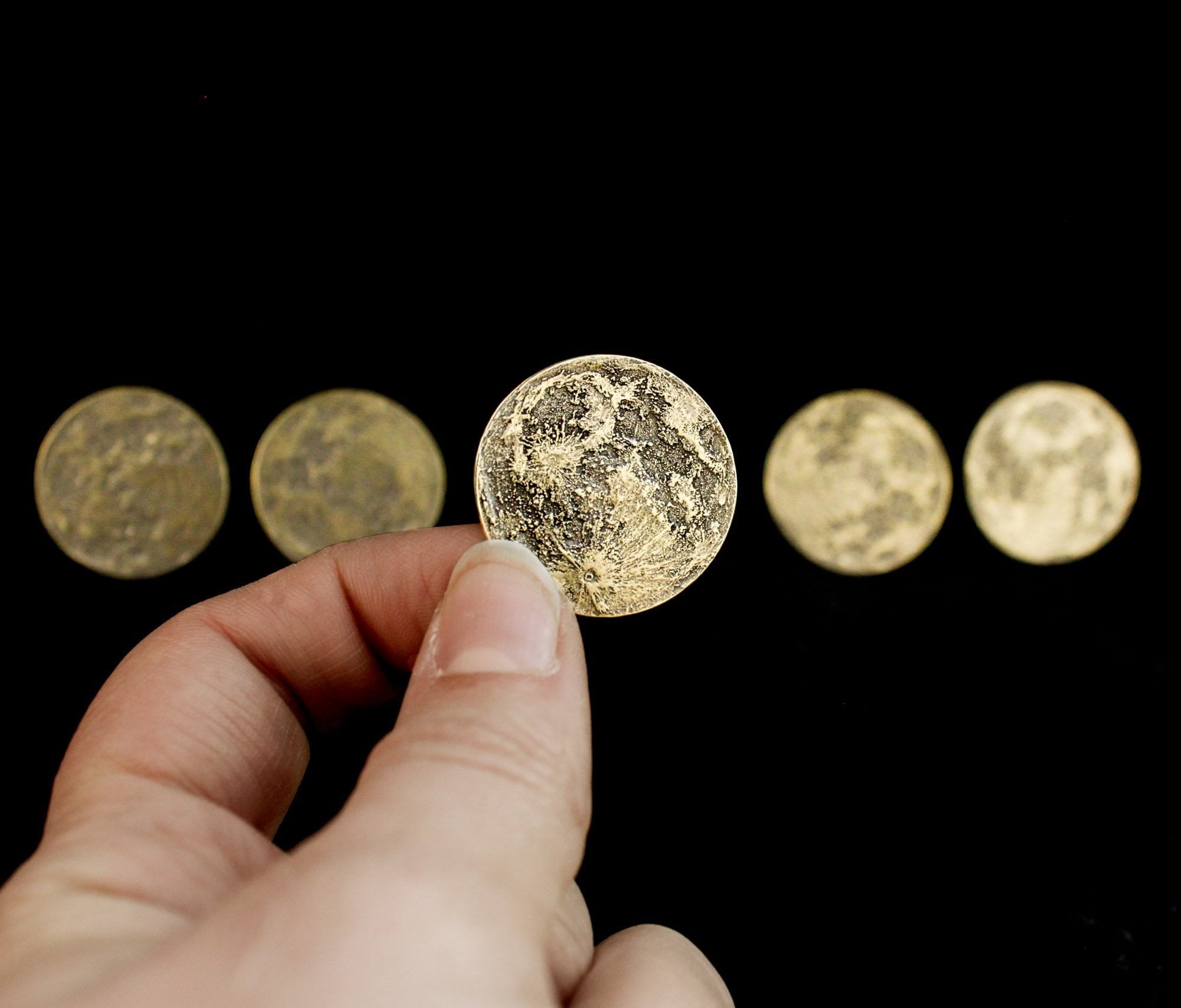 Harvest Moon Bundle Set of 5 Brass Moon Coins Shire Post Mint