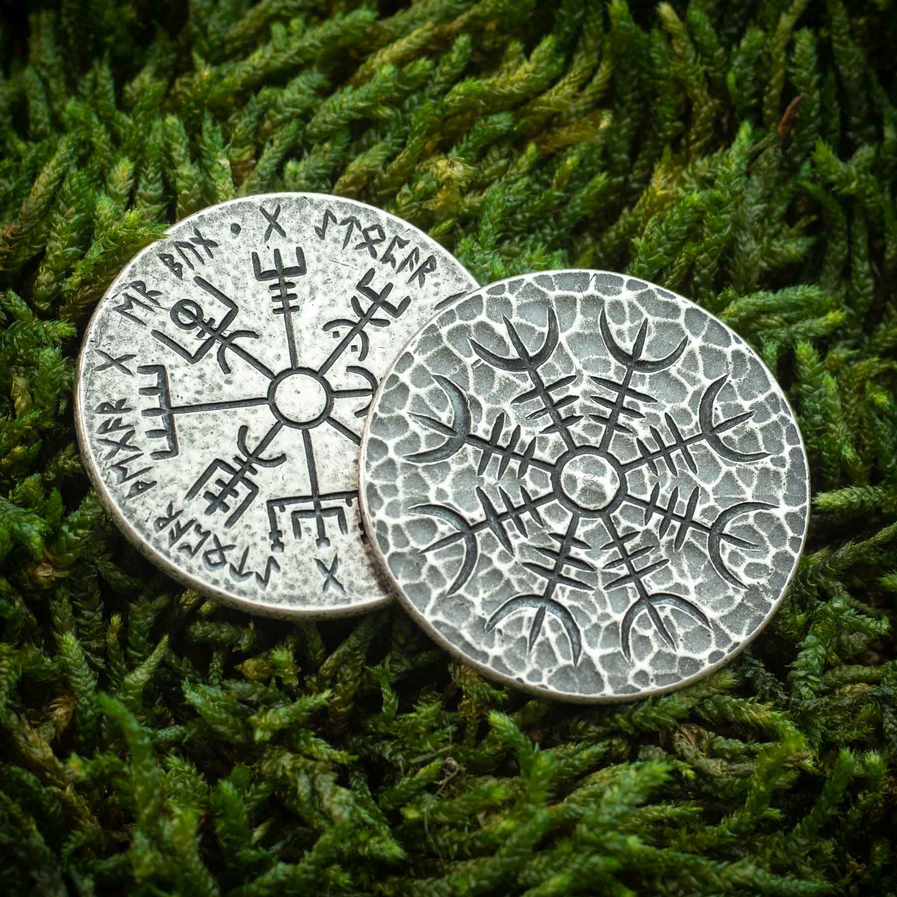 Norse Dual Stave .999 Fine Silver Coin Aegishjalmur Vegvisir