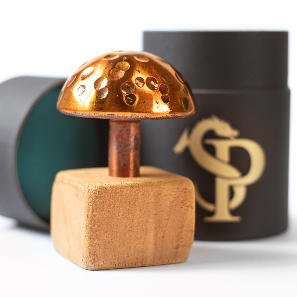 Copper Mushroom with Wood Stand