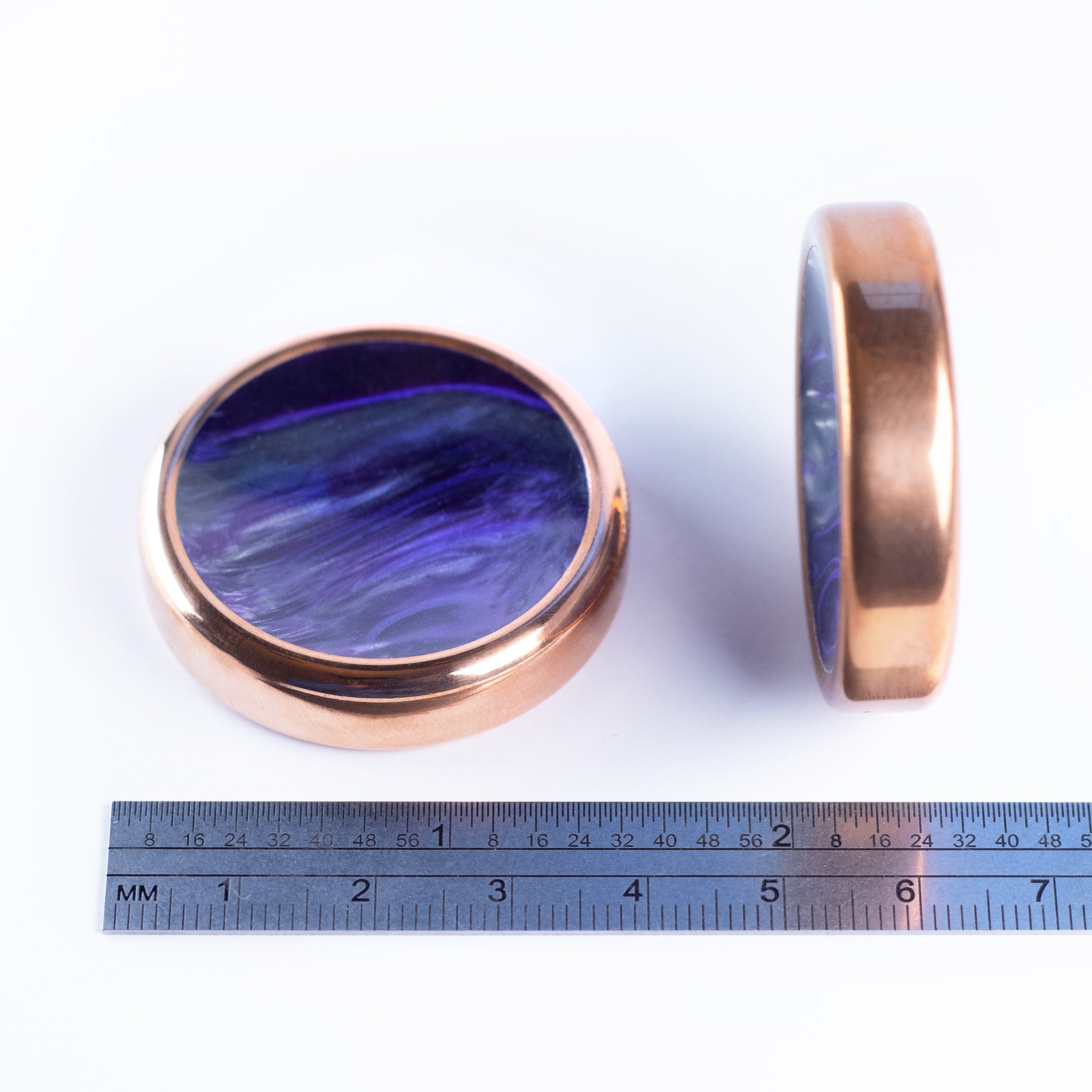 "Felicia" Dual Concave Bowlerite Worry Stone with Copper Band