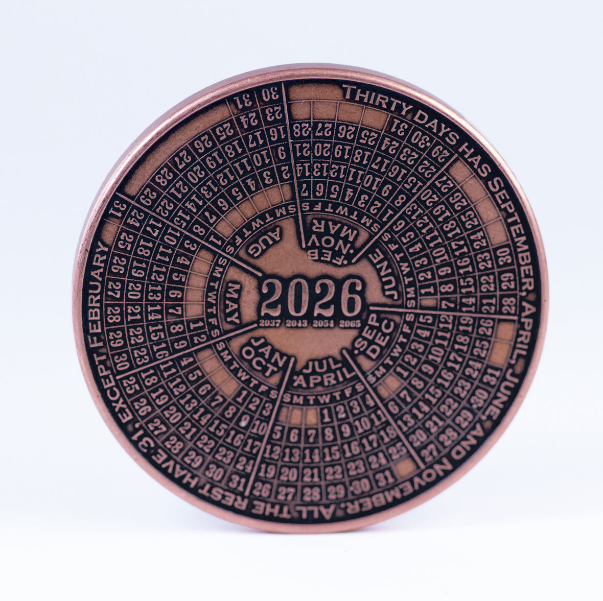 Two-Year Copper Calendar Coin | 2026 | Shire Post Mint