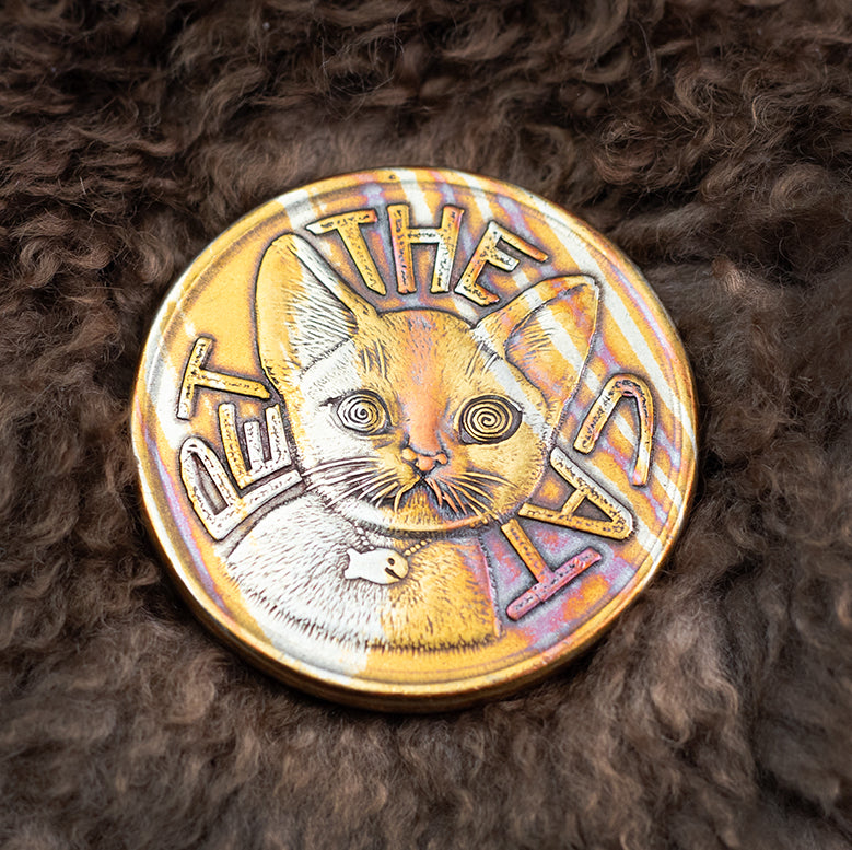 Pet the Cat / Flip Again Mokume-gane Decision Maker Coin