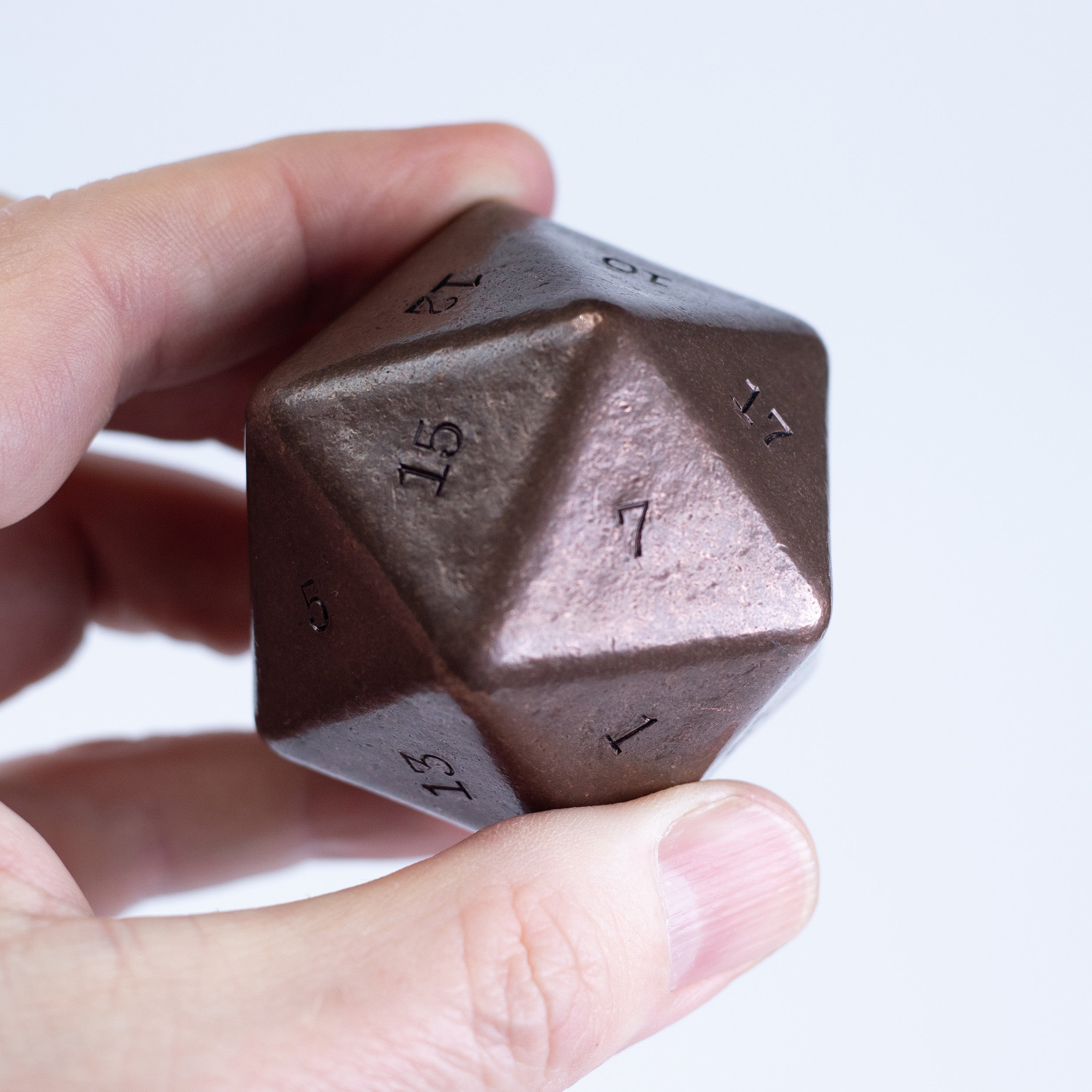 Metal Dice - Copper Hand Numbered D20 - 2" - 1.44 lb