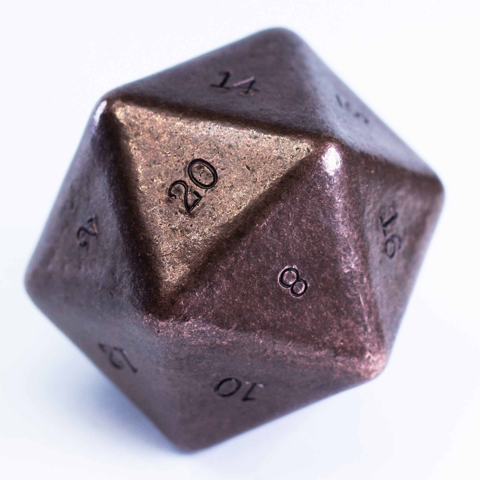 Metal Dice - Copper Hand Numbered D20 - 2" - 1.44 lb