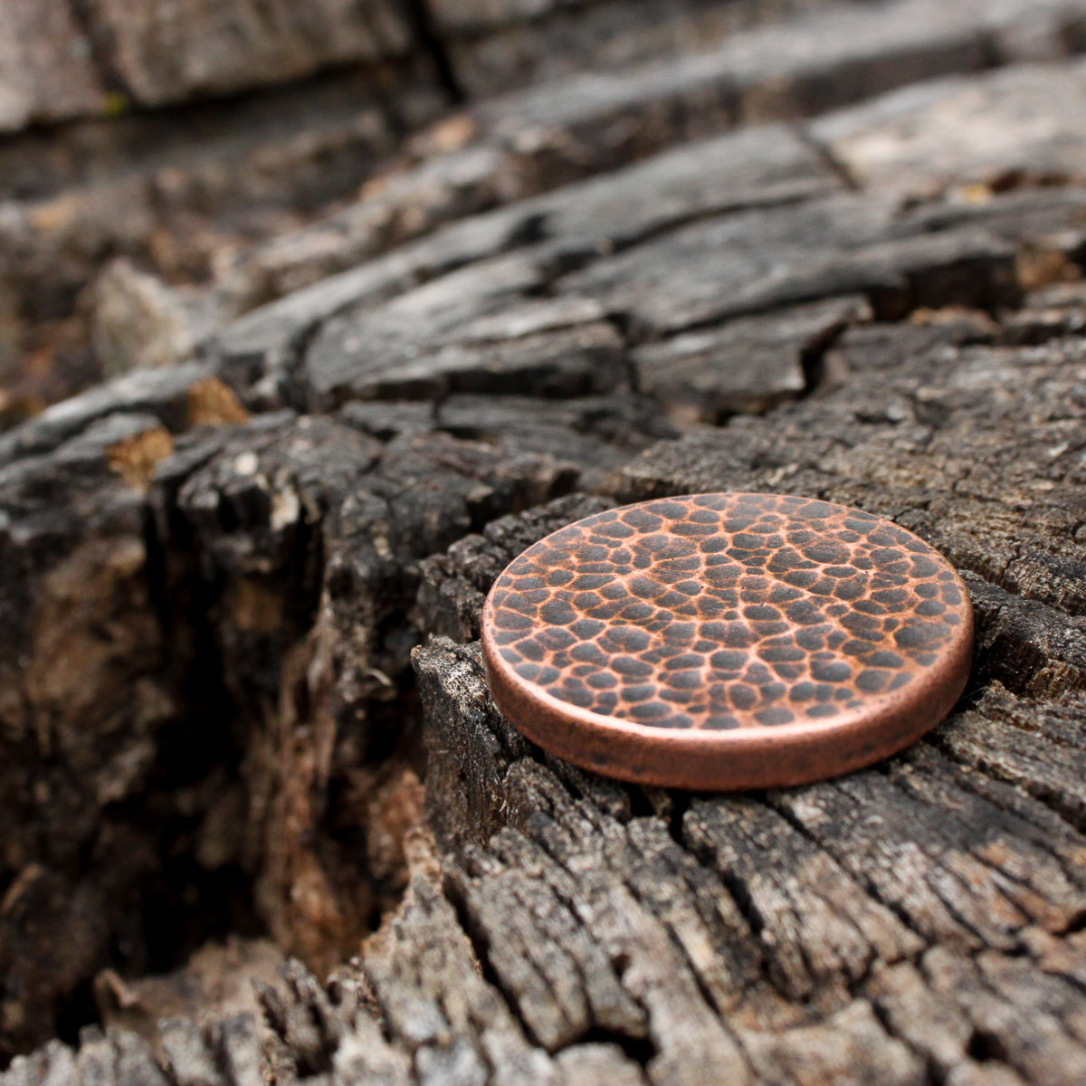 Hammered Copper Worry Stone in Pre worn Patina