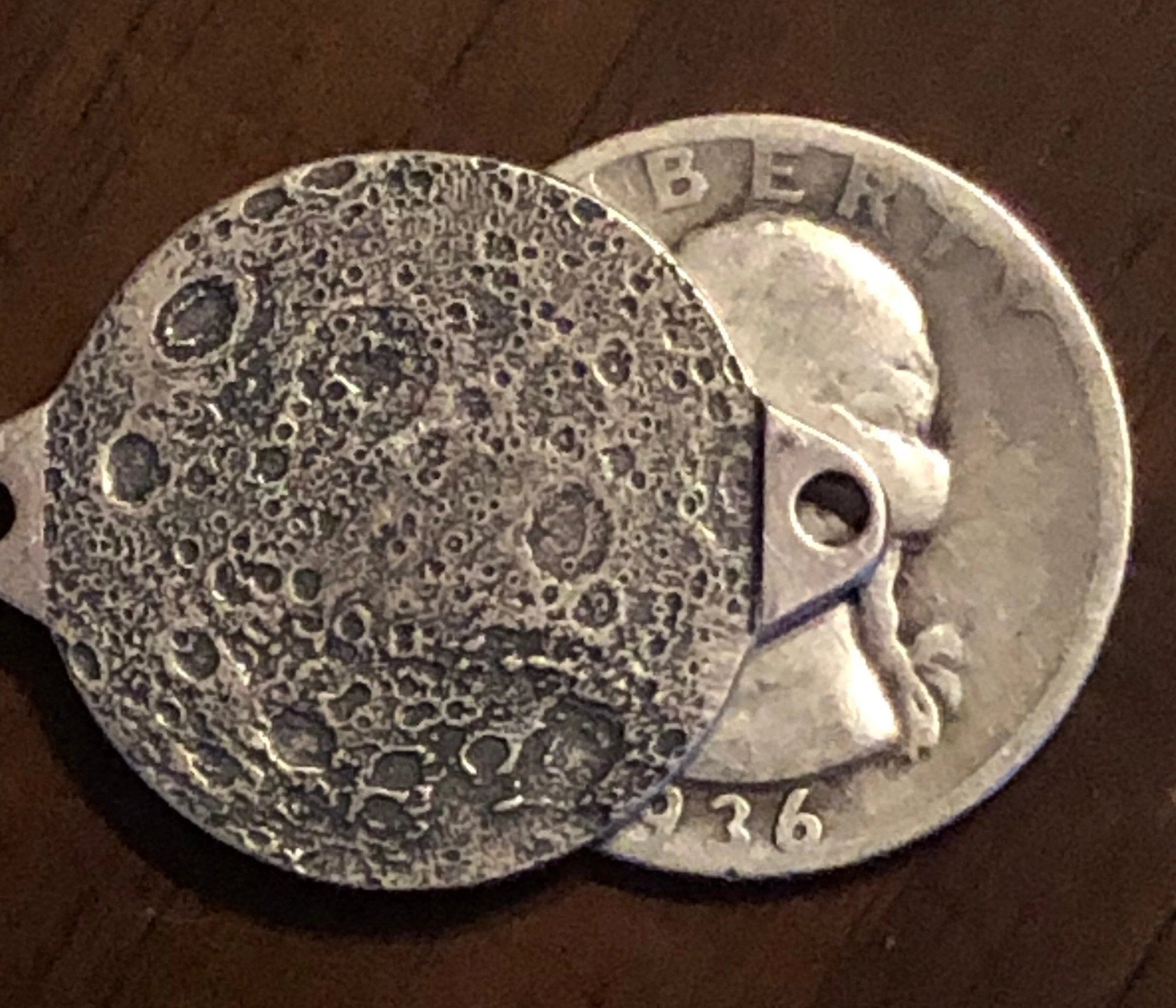 silver jewelry connector coin