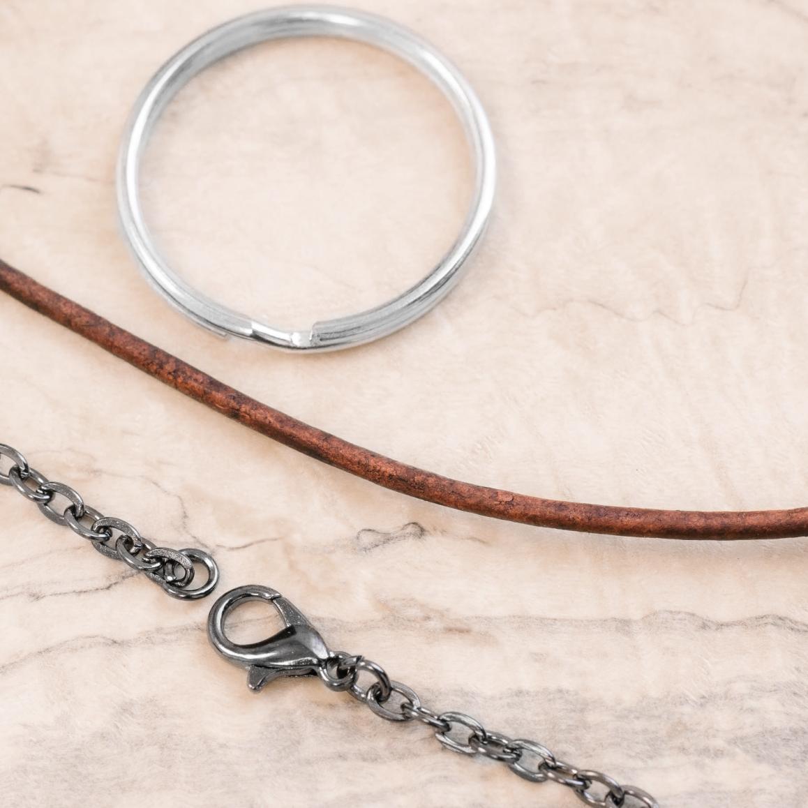 Keychain | 30" leather cord | 30" black chain | gift | jewelry | charm | pendant | necklace