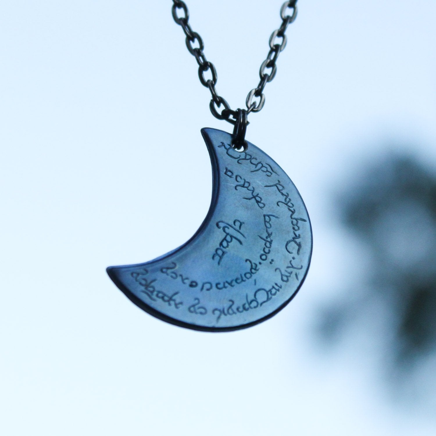 Copper Moon Blue Gold Enamel Necklace Pendant Chain For Women – ZIVOM