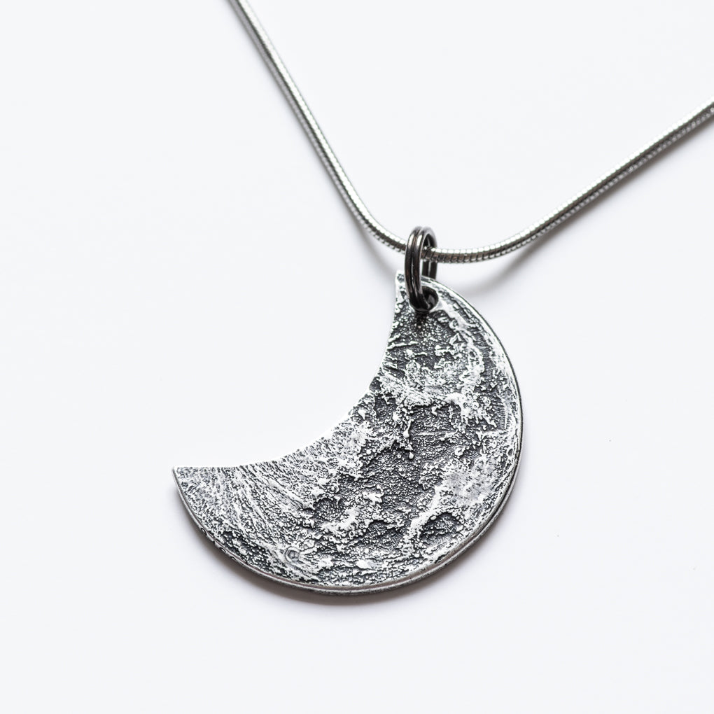 Crescent Silver Moon Necklace or Keychain