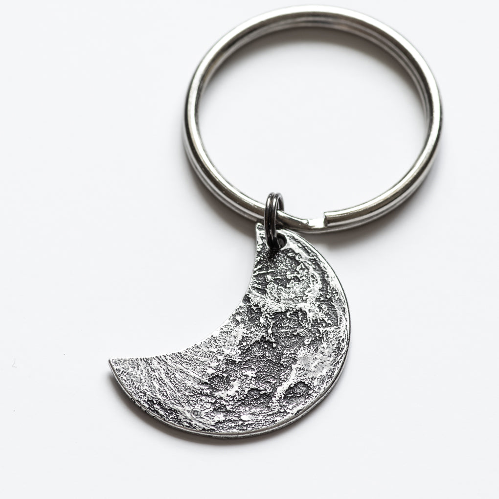 Crescent Silver Moon Necklace or Keychain