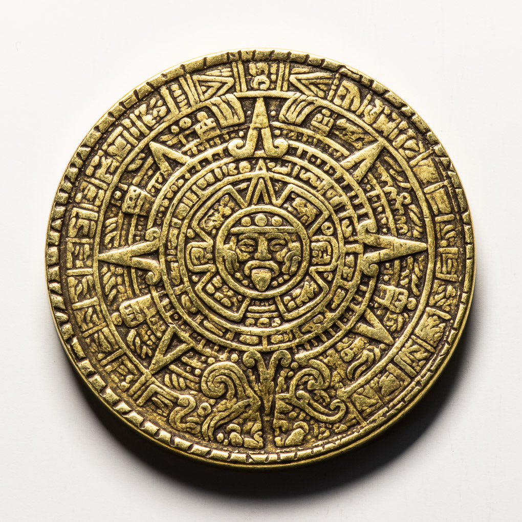 The Sun and Moon Worry Coin Aztec Sun Stone Calendar and Moon